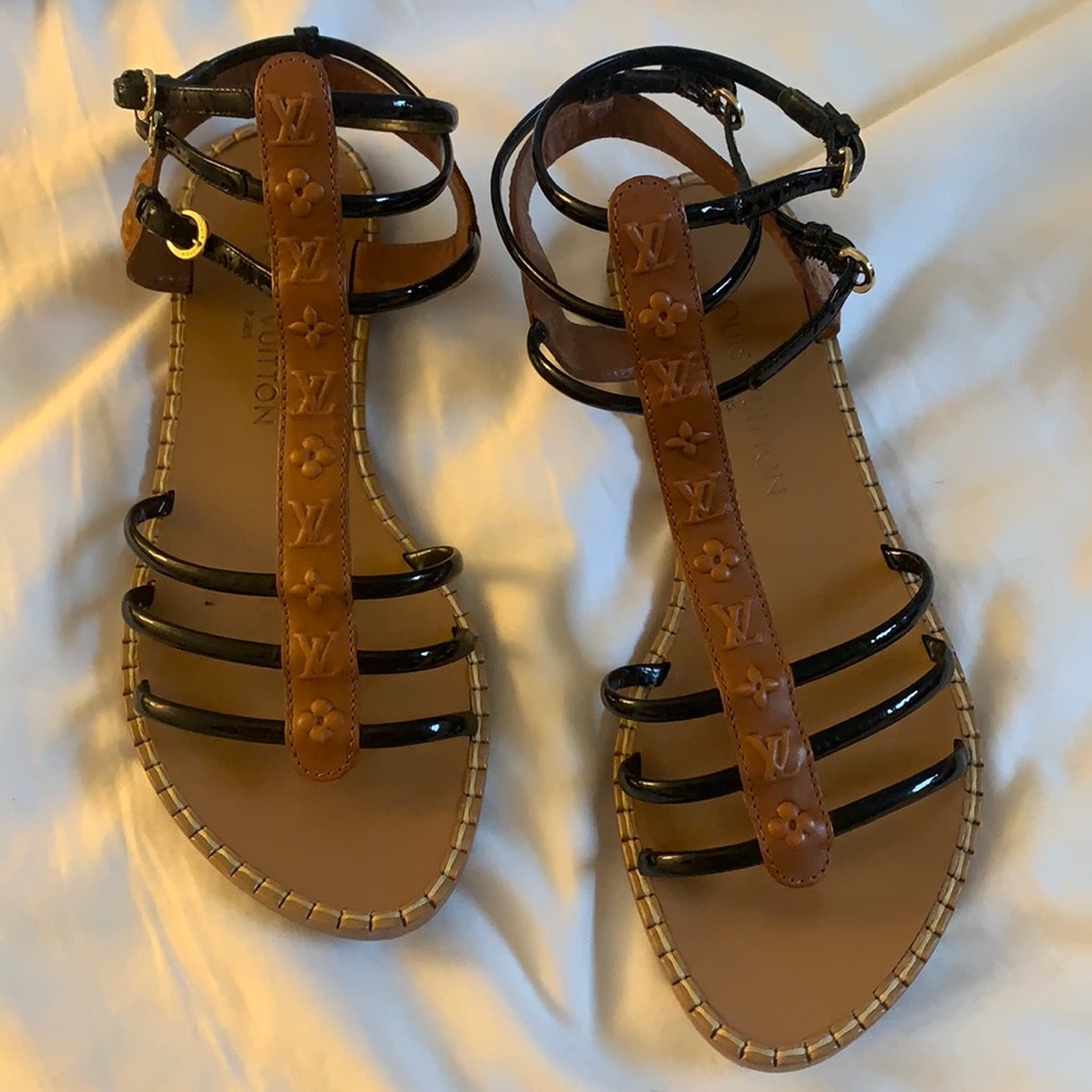 Louis Vuitton Leather Gladiator Sandals 37.5